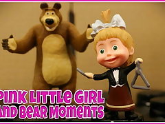 Pink Little Girl and Bear Moments