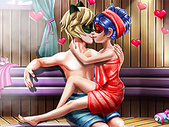 Dotted Girl Sauna Flirting