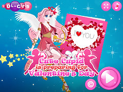 Cute Cupid is preparing for Valentines Day