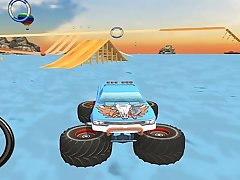 Water Surfer Vertical Ramp Monster Truck Game